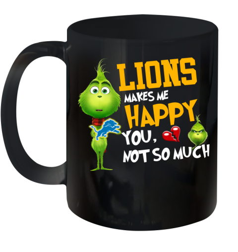 NFL Detroit Lions Makes Me Happy You Not So Much Grinch Football Sports Ceramic Mug 11oz