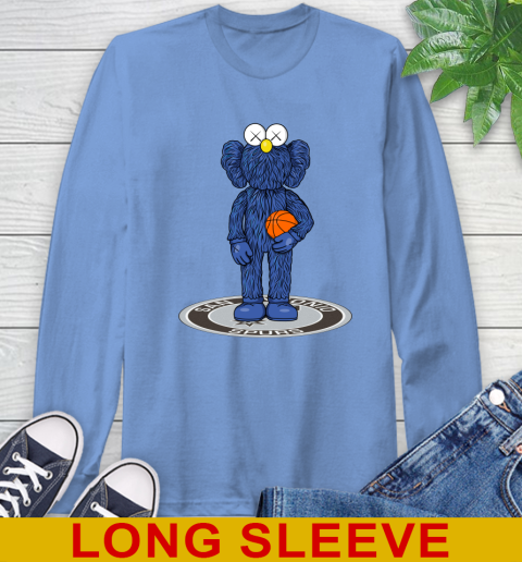NBA Basketball San Antonio Spurs Kaws Bff Blue Figure Shirt Long Sleeve T-Shirt 11