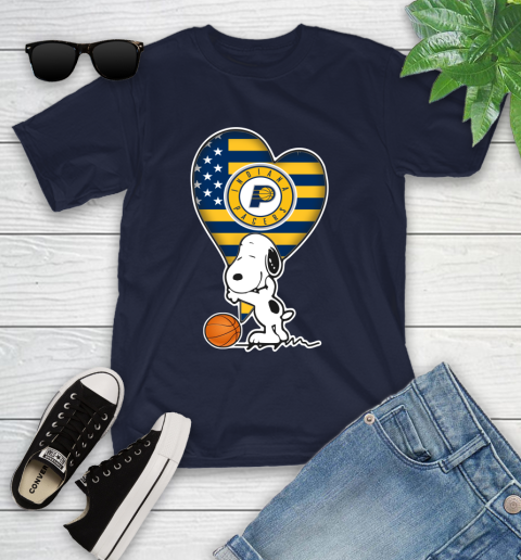 Indiana Pacers NBA Basketball The Peanuts Movie Adorable Snoopy Youth T-Shirt 3