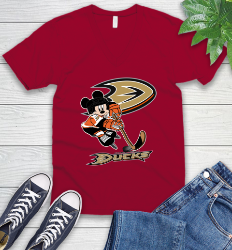 NHL Anaheim Ducks Mickey Mouse Disney Hockey T Shirt V-Neck T-Shirt 8