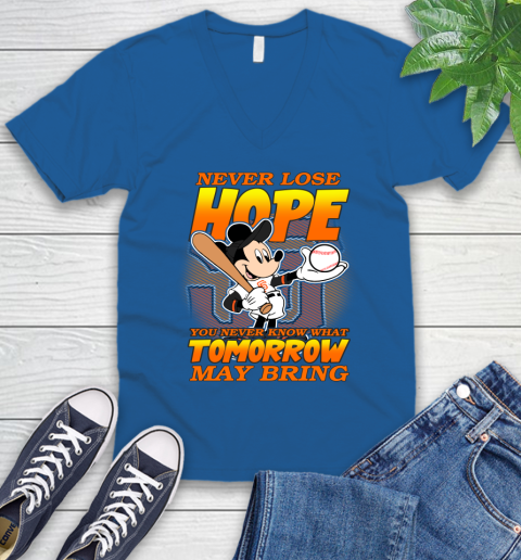 San Francisco Giants MLB Baseball Mickey Disney Never Lose Hope V-Neck T-Shirt 5