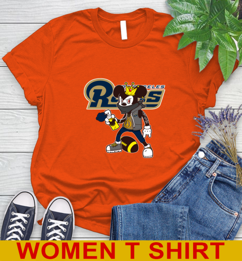 Los Angeles Rams NFL Football Mickey Peace Sign Sports Women's T-Shirt 4