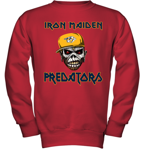 NHL Nashville Predators Iron Maiden Rock Band Music Hockey Sports QtB7n0QFSRH youth sweatshirt 47 95 151514 front red