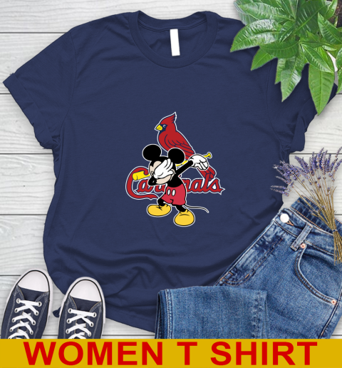 St.Louis Cardinals MLB Baseball Dabbing Mickey Disney Sports Women's T-Shirt 12