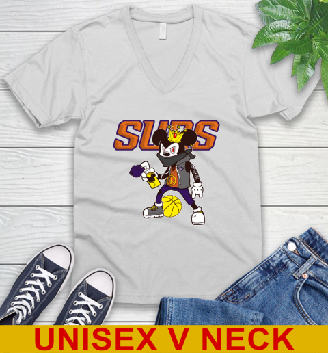 Phoenix Suns NBA Basketball Mickey Peace Sign Sports V-Neck T-Shirt