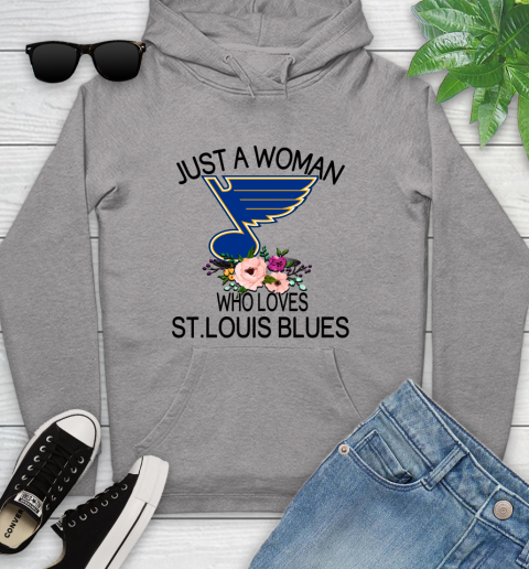 NHL Just A Woman Who Loves St.Louis Blues Hockey Sports Youth Hoodie 4