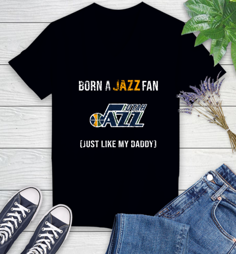 NBA Utah Jazz Loyal Fan Just Like My Daddy Basketball Shirt Women's V-Neck T-Shirt