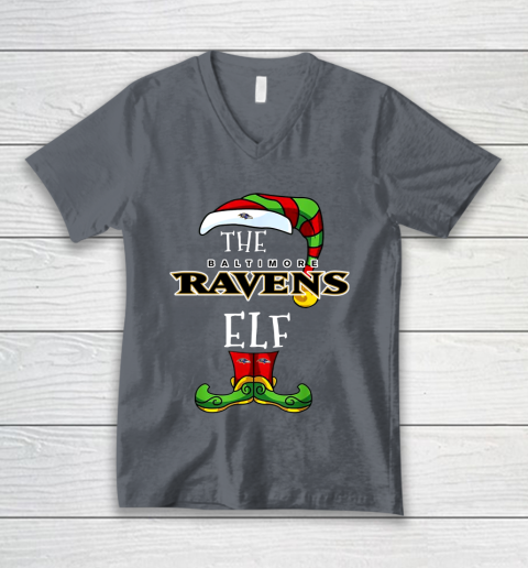 Baltimore Ravens Christmas ELF Funny NFL V Neck T Shirt Tee For