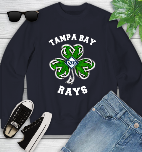 MLB Tampa Bay Rays Three Leaf Clover St Patrick's Day Baseball Sports Youth Sweatshirt 2
