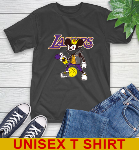 Los Angeles Lakers NBA Basketball Mickey Peace Sign Sports T-Shirt 2