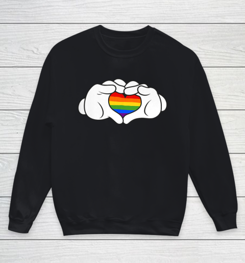 Disney Mickey And Friends Pride Mickey Gloves Rainbow Heart Youth Sweatshirt
