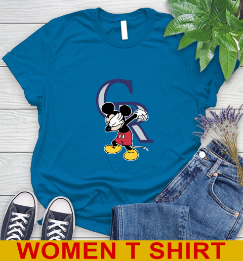 Colorado Rockies MLB Baseball Dabbing Mickey Disney Sports Women's T-Shirt 7