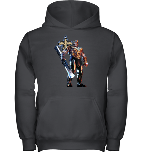 NFL Thanos Marvel Avengers Endgame Football New Orleans Saints Youth Hoodie  - Rookbrand