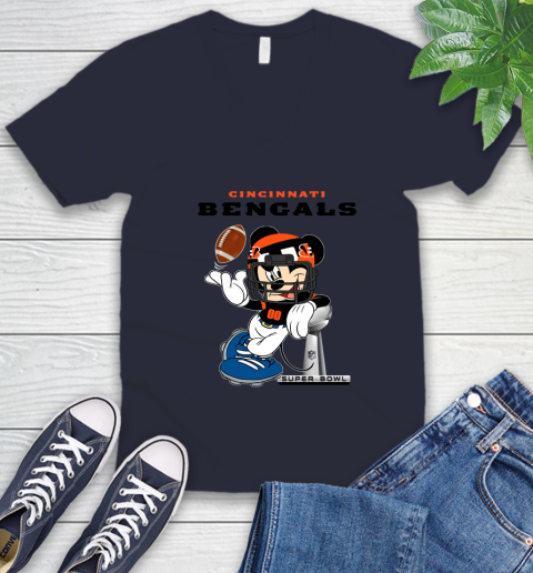 NFL Cincinnati Bengals Mickey Mouse Disney Super Bowl Football T Shirt V-Neck T-Shirt 3