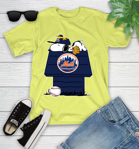 MLB New York Mets Snoopy Woodstock The Peanuts Movie Baseball T Shirt Youth T-Shirt 8