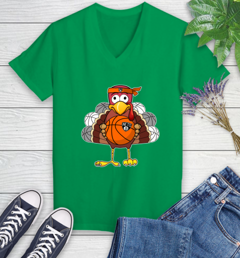 Brooklyn Nets Turkey thanksgiving day Women's V-Neck T-Shirt 5