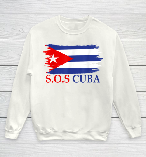 Sos Cuba Cuba Flag Cuban Pride Youth Sweatshirt