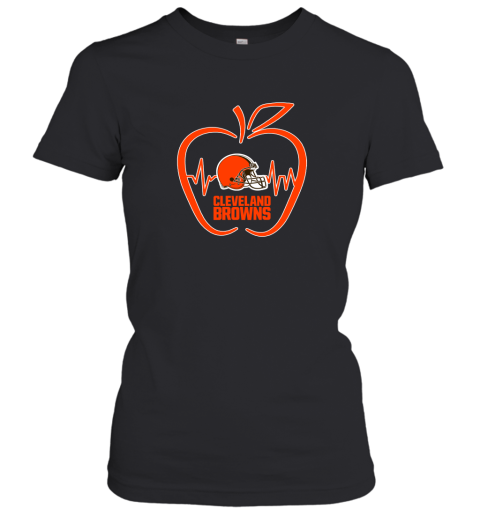 Apple Heartbeat Teacher Symbol Cleveland Browns Women's T-Shirt