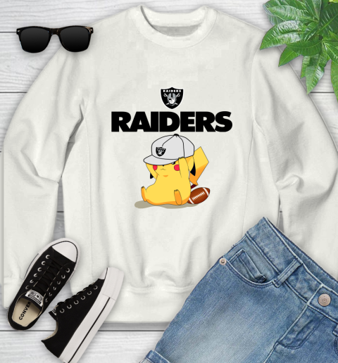 NFL Pikachu Football Sports Oakland Raiders Youth Sweatshirt