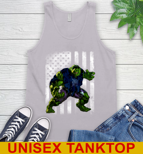 Detroit Tigers Hulk Marvel Avengers MLB Baseball American Flag Tank Top - Image 4