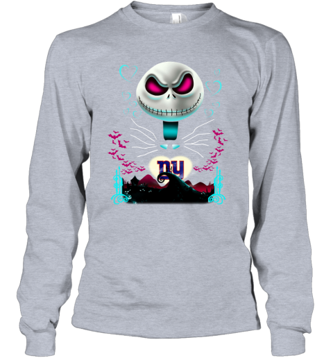 NFL New York Giants Jack Skellington Sally The Nightmare Before Christmas Football rIwS1lDJIs1 long sleeve tee 14 95 151514 front sport grey