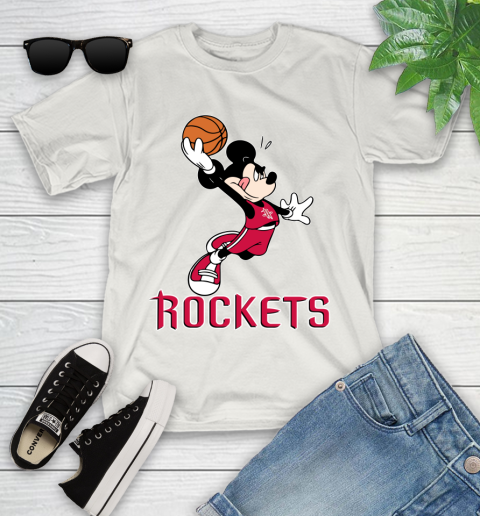 NBA Basketball Houston Rockets Cheerful Mickey Mouse Shirt Youth T-Shirt 12