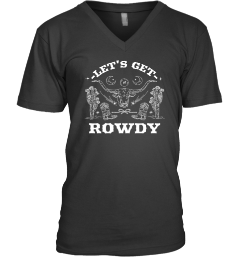 Sadie Crowell Let's Get Rowdy Western Design V-Neck T-Shirt
