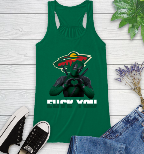 NHL Minnesota Wild Deadpool Love You Fuck You Hockey Sports Racerback Tank 6