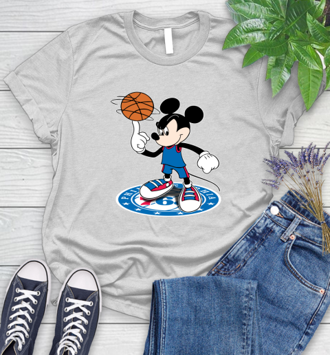 NBA Basketball Philadelphia 76ers Cheerful Mickey Disney Shirt Women's T-Shirt 2