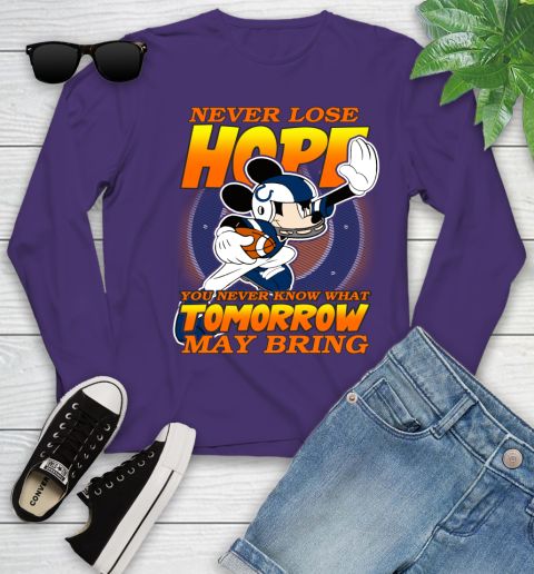 Indianapolis Colts NFL Football Mickey Disney Never Lose Hope Youth Long Sleeve 4