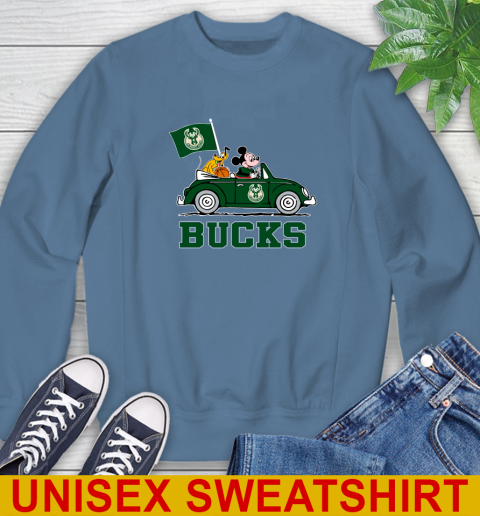 NBA Basketball Milwaukee Bucks Pluto Mickey Driving Disney Shirt Sweatshirt 8