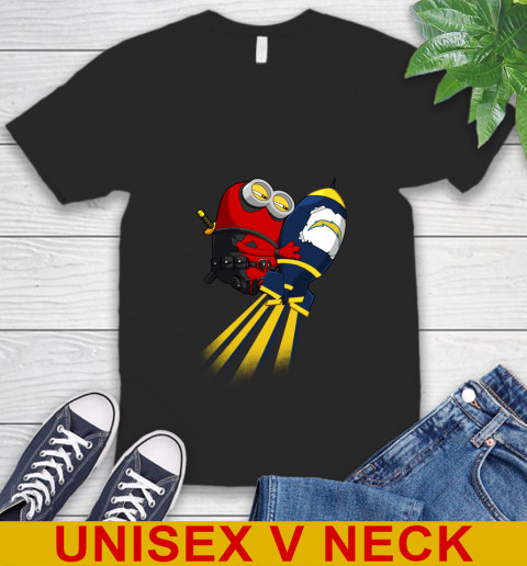 NFL Football Los Angeles Chargers Deadpool Minion Marvel Shirt V-Neck T-Shirt