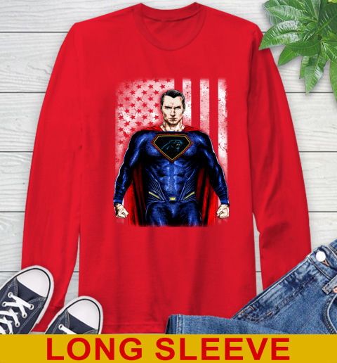 NFL Football Carolina Panthers Superman DC Shirt Long Sleeve T-Shirt 12