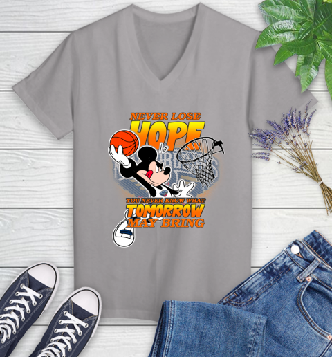 New Orleans Pelicans NBA Basketball Mickey Disney Never Lose Hope Women's V-Neck T-Shirt 4