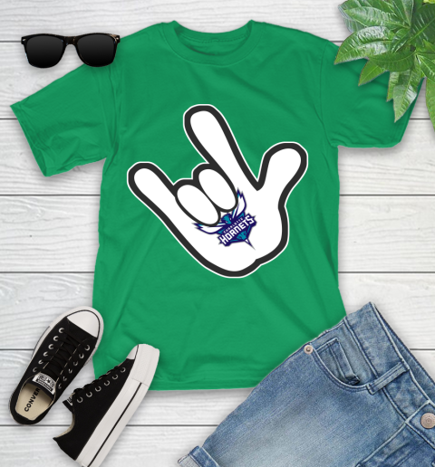 Charlotte Hornets NBA Basketball Mickey Rock Hand Disney Youth T-Shirt 6