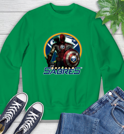 NHL Captain America Thor Spider Man Hawkeye Avengers Endgame Hockey Buffalo Sabres Sweatshirt 6