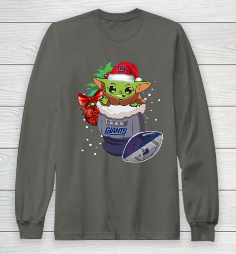 New York Giants Christmas Baby Yoda Star Wars Funny Happy NFL Long Sleeve T-Shirt 8
