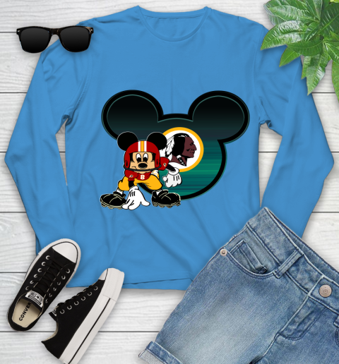 NFL Washington Redskins Mickey Mouse Disney Football T Shirt Youth Long Sleeve 7