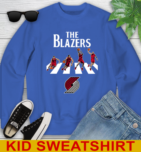 NBA Basketball Portland Trail Blazers The Beatles Rock Band Shirt Youth Sweatshirt - Image 7