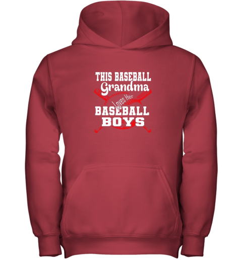 xclq this baseball grandma loves her baseball boys youth hoodie 43 front red