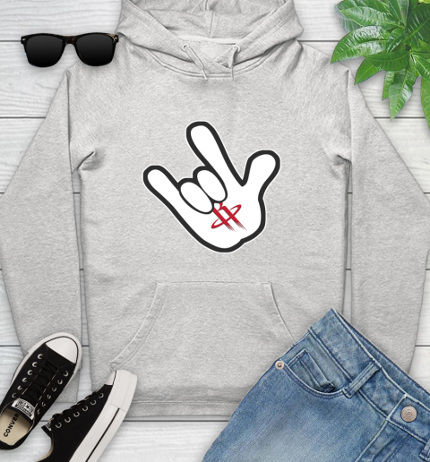 Houston Rockets NBA Basketball Mickey Rock Hand Disney Youth Hoodie