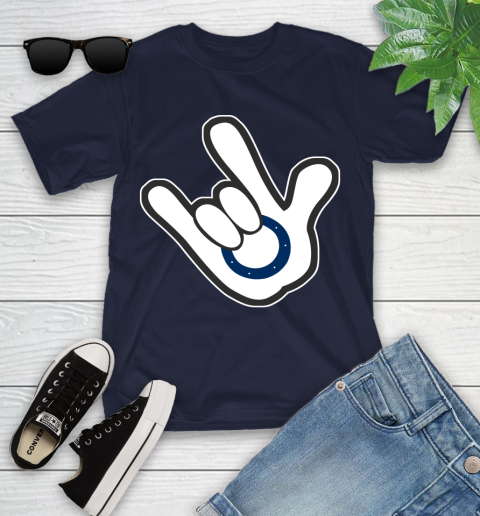 Indianapolis Colts NFL Football Mickey Rock Hand Disney Youth T-Shirt 3