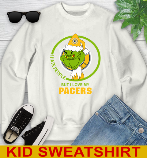 Indiana Pacers NBA Christmas Grinch I Hate People But I Love My Favorite Basketball Team Youth Sweatshirt