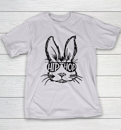 Hip Hop Bunny Face With Sunglasses Easter Day Youth T-Shirt 3