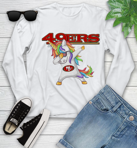 San Francisco 49ers NFL Football Funny Unicorn Dabbing Sports Youth Long Sleeve