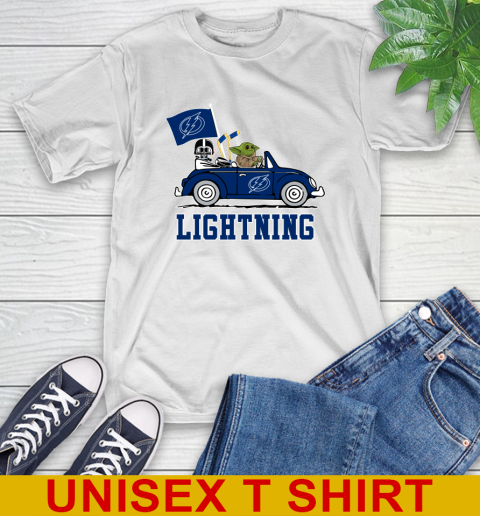 NHL Hockey Tampa Bay Lightning Darth Vader Baby Yoda Driving Star Wars Shirt T-Shirt