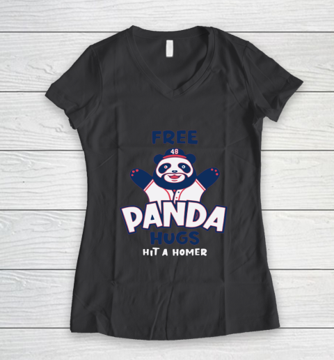 Free Panda Hugs Braves Women's V-Neck T-Shirt 5