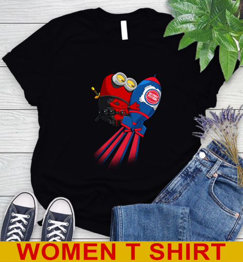 NBA Basketball Detroit Pistons Deadpool Minion Marvel Shirt Women's T-Shirt
