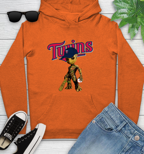 MLB Minnesota Twins Groot Guardians Of The Galaxy Baseball Youth Hoodie 5