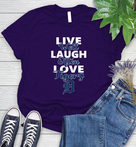 MLB Baseball Detroit Tigers Live Well Laugh Often Love Shirt Women's T-Shirt 4